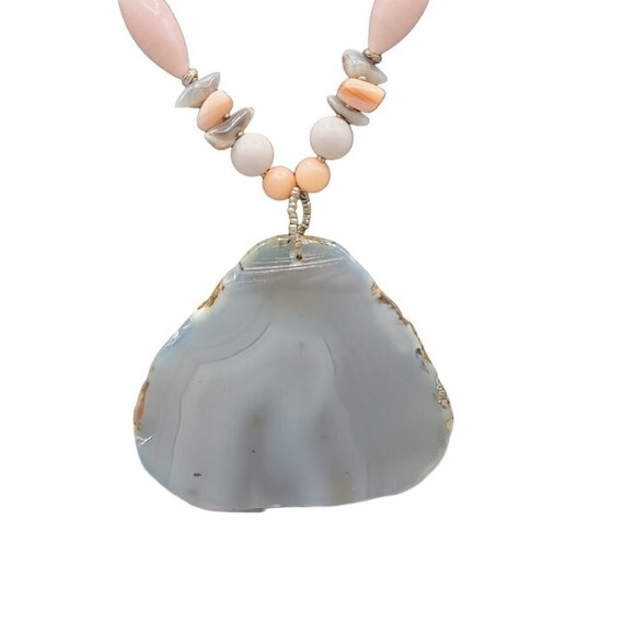 Miriam Haskell Large Chunky Statement Pendant Necklace Semi-Precious Stones 28" - Picture 4 of 16